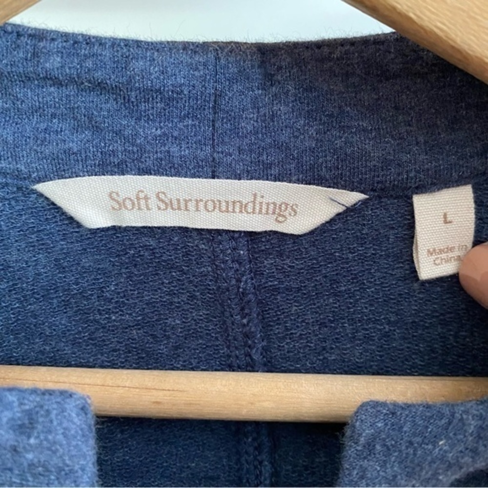 Soft Surroundings Navy Blue Kajal Full Zipper Sweatshirt Jacket Large - Picture 9 of 13
